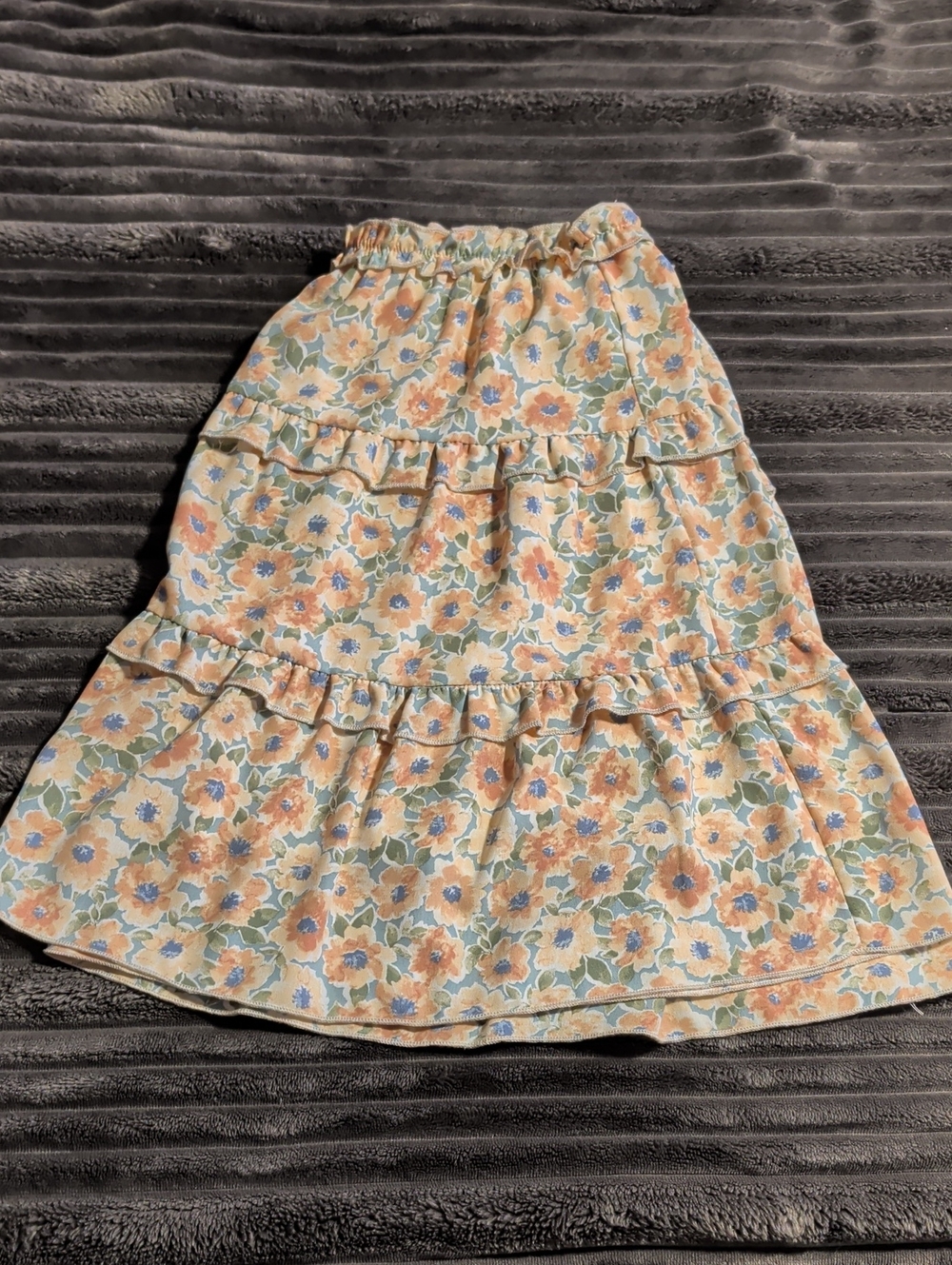 Sadie & Sage Peach and Sage Floral Tiered Midi Skirt